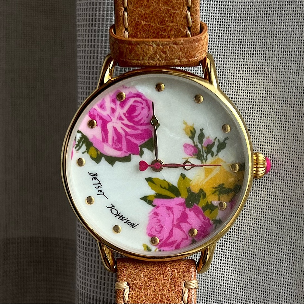 Betsey Johnson Rose Genuine Leather Watch
